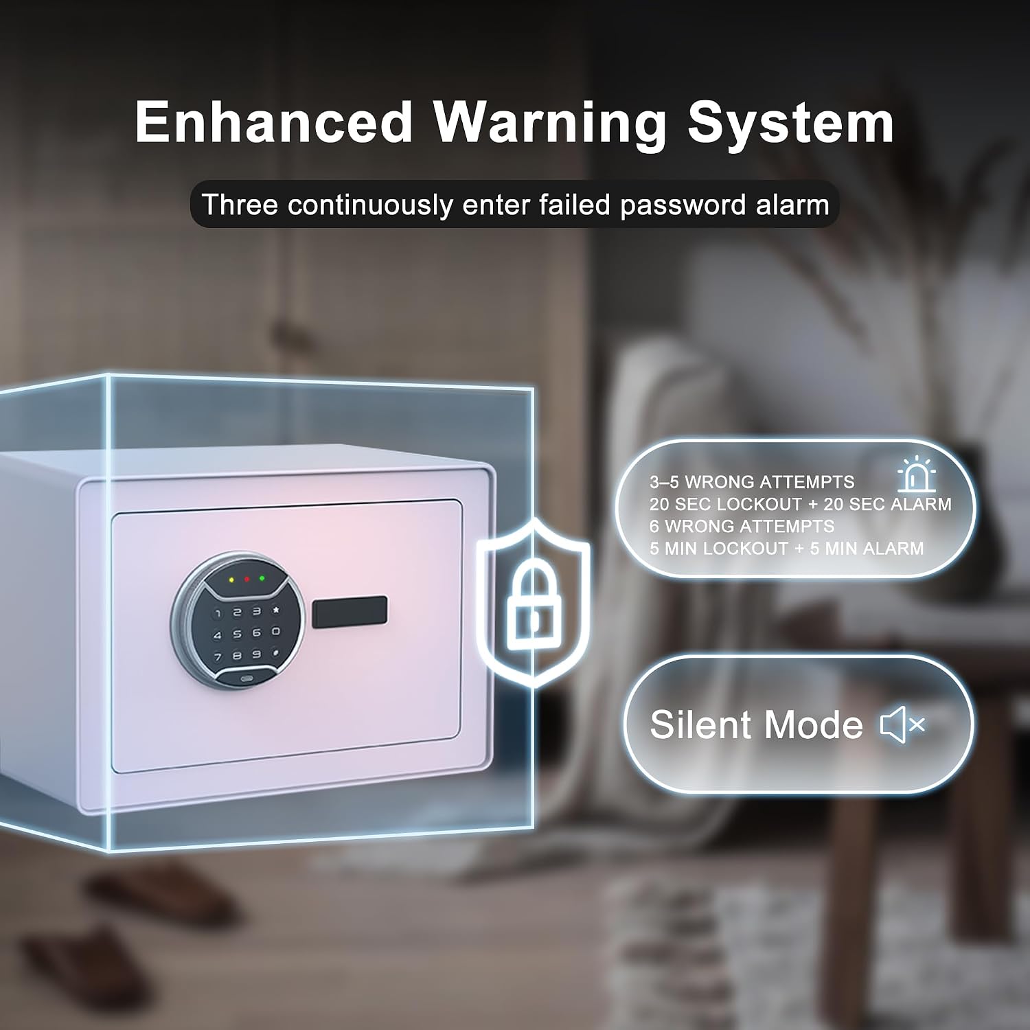 VALINIRT Biometric Home Safe with Fingerprint Keypad, Anti-Pry Design & Alarm, Pink