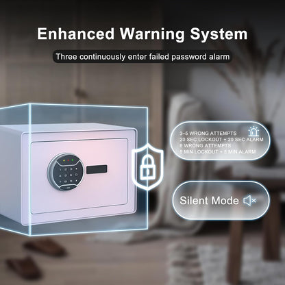 VALINIRT Biometric Home Safe with Fingerprint Keypad, Anti-Pry Design & Alarm, Pink