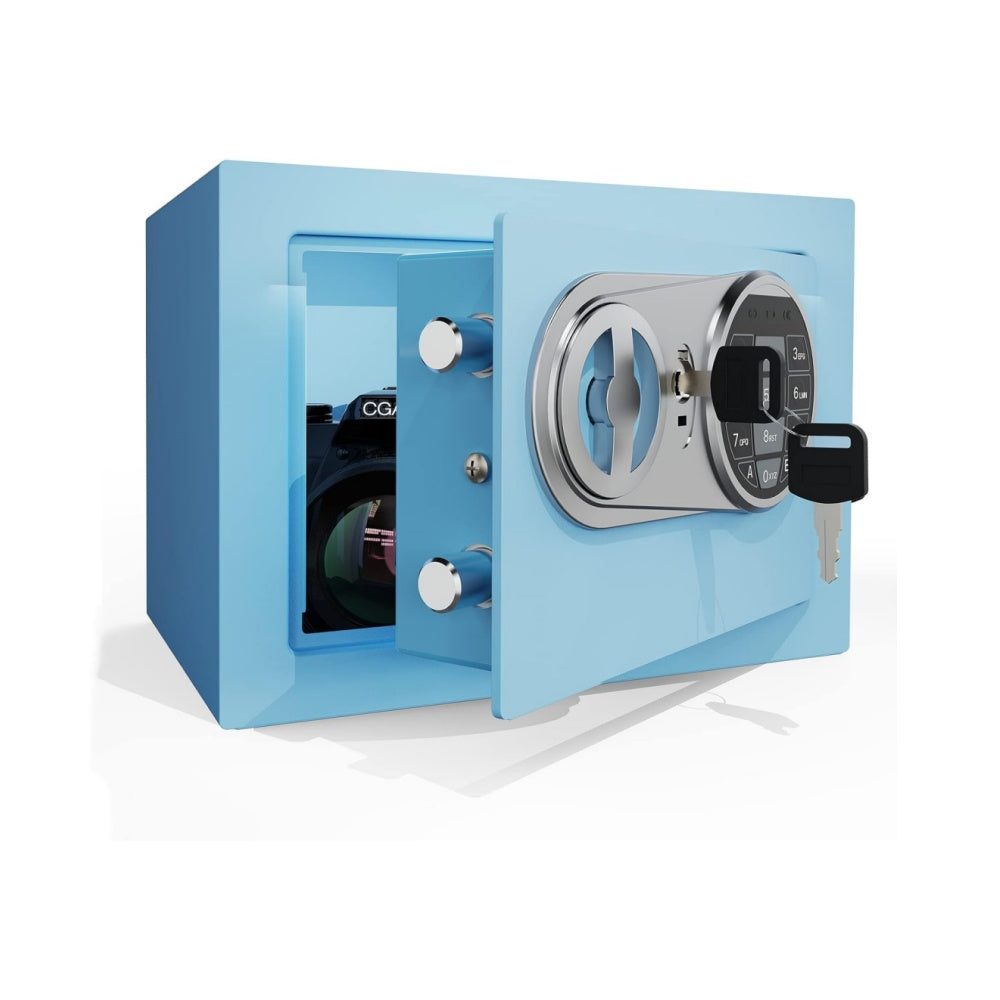 0.23 Cu Ft Small Digital Safe Box with Keypad & Keys, Compact Home Lock Box