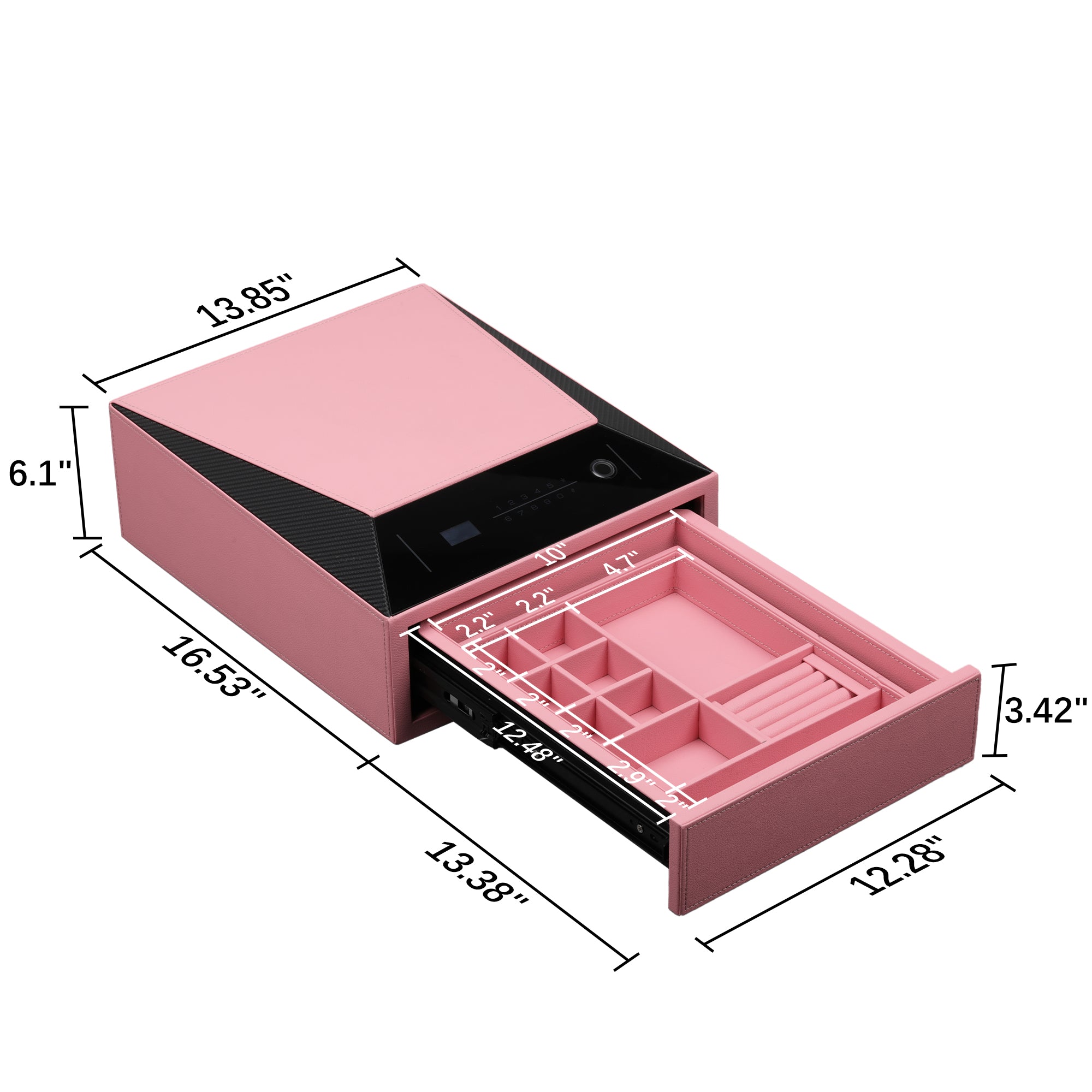 Smart Jewelry Safe Box with Fingerprint, Bluetooth & Auto Open