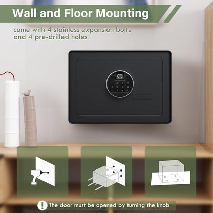 1.2 cu ft Fingerprint Safe Box with Keypad & Key, Removable Shelf