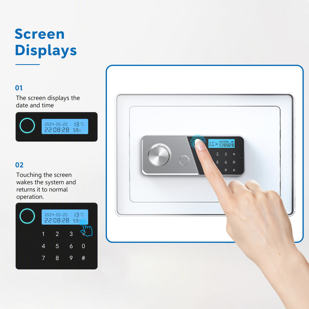 VALINIRT 9.8-Inch Biometric Home Safe with Fingerprint & Digital Keypad, Anti-Pry Design and Alarm