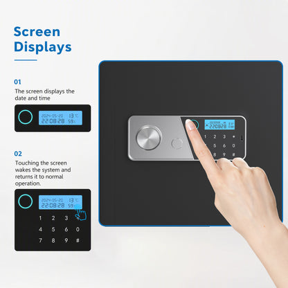 VALINIRT 19.7-Inch Tall Biometric Home Safe with Fingerprint & Digital Keypad, Anti-Pry Design and Alarm