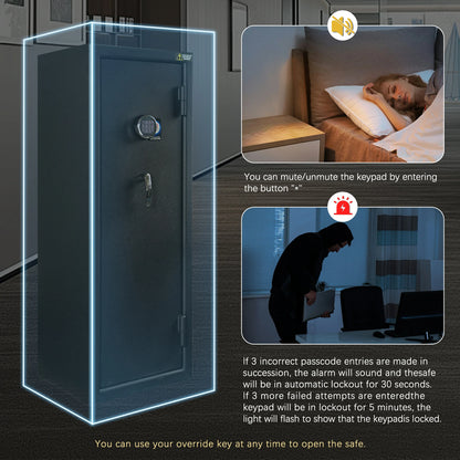 14 Gun Fireproof Safe Cabinet, Electronic Lock, No Assembly