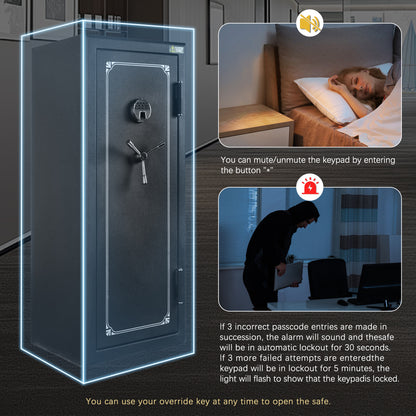 24 Gun Fireproof Safe with Biometric Fingerprint No-Assembly-Required