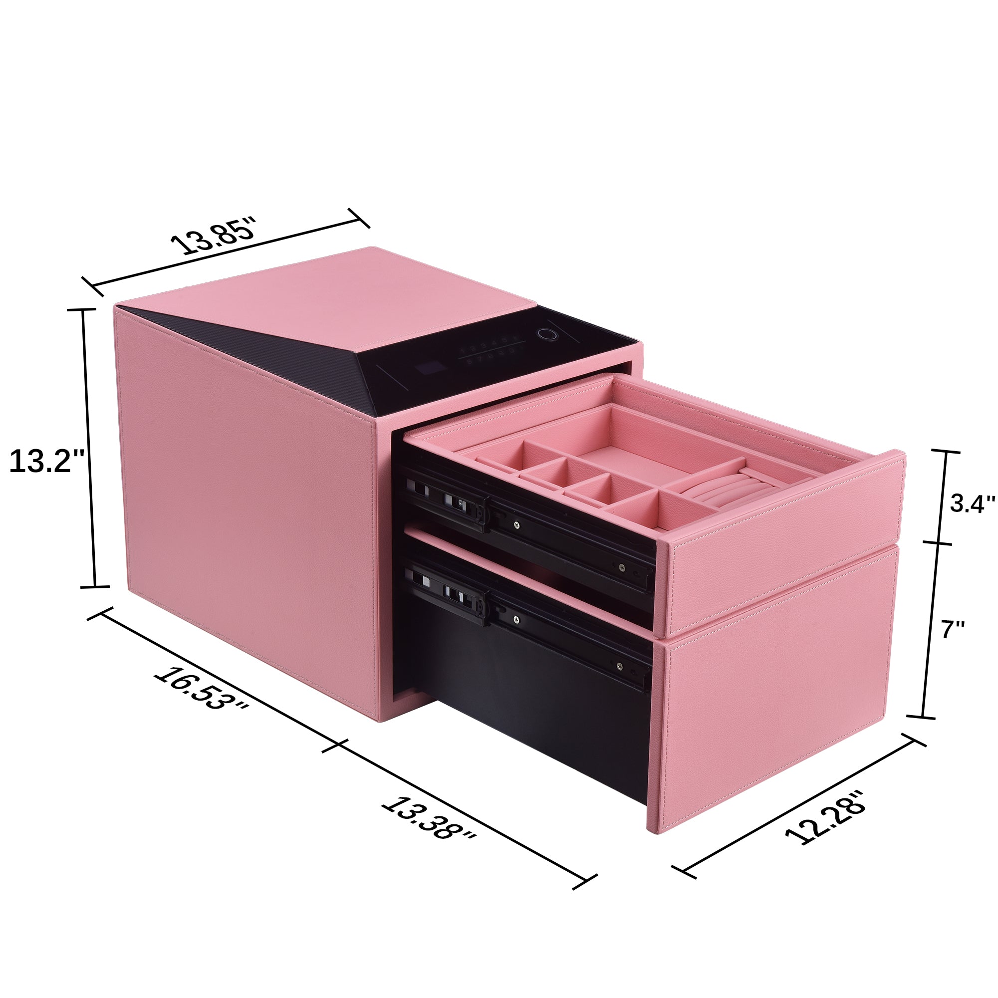 2 Drawers Smart Jewelry Safe Box with Fingerprint, Bluetooth & Auto Open