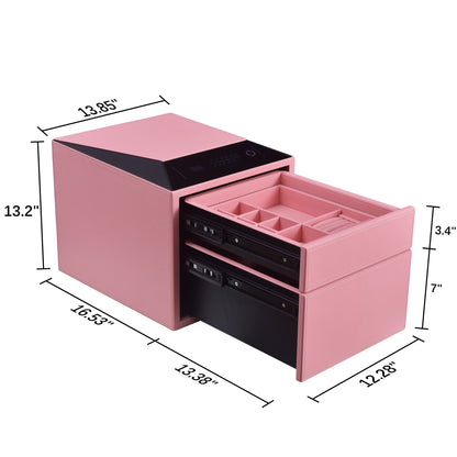 2 Drawers Smart Jewelry Safe Box with Fingerprint, Bluetooth & Auto Open