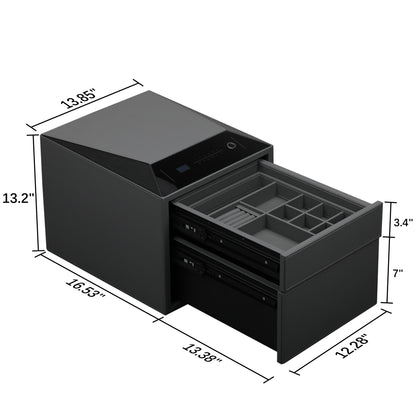 2 Drawers Smart Jewelry Safe Box with Fingerprint, Bluetooth & Auto Open