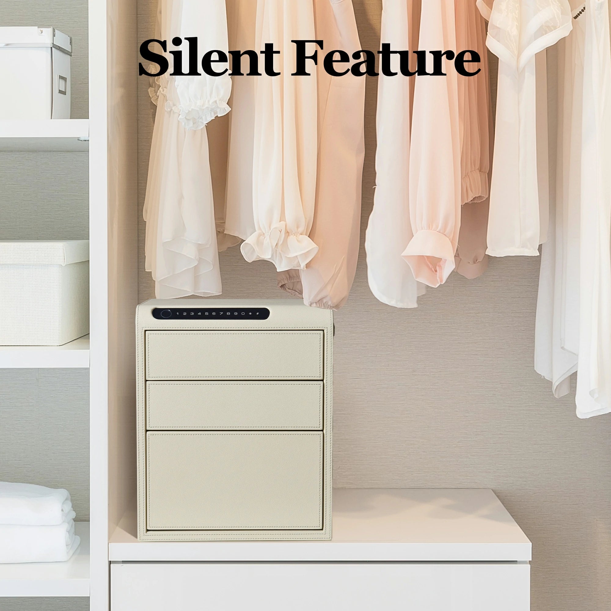 3 Drawers Smart Jewelry Safe Box with Bluetooth, Fingerprint Lock & Auto Open