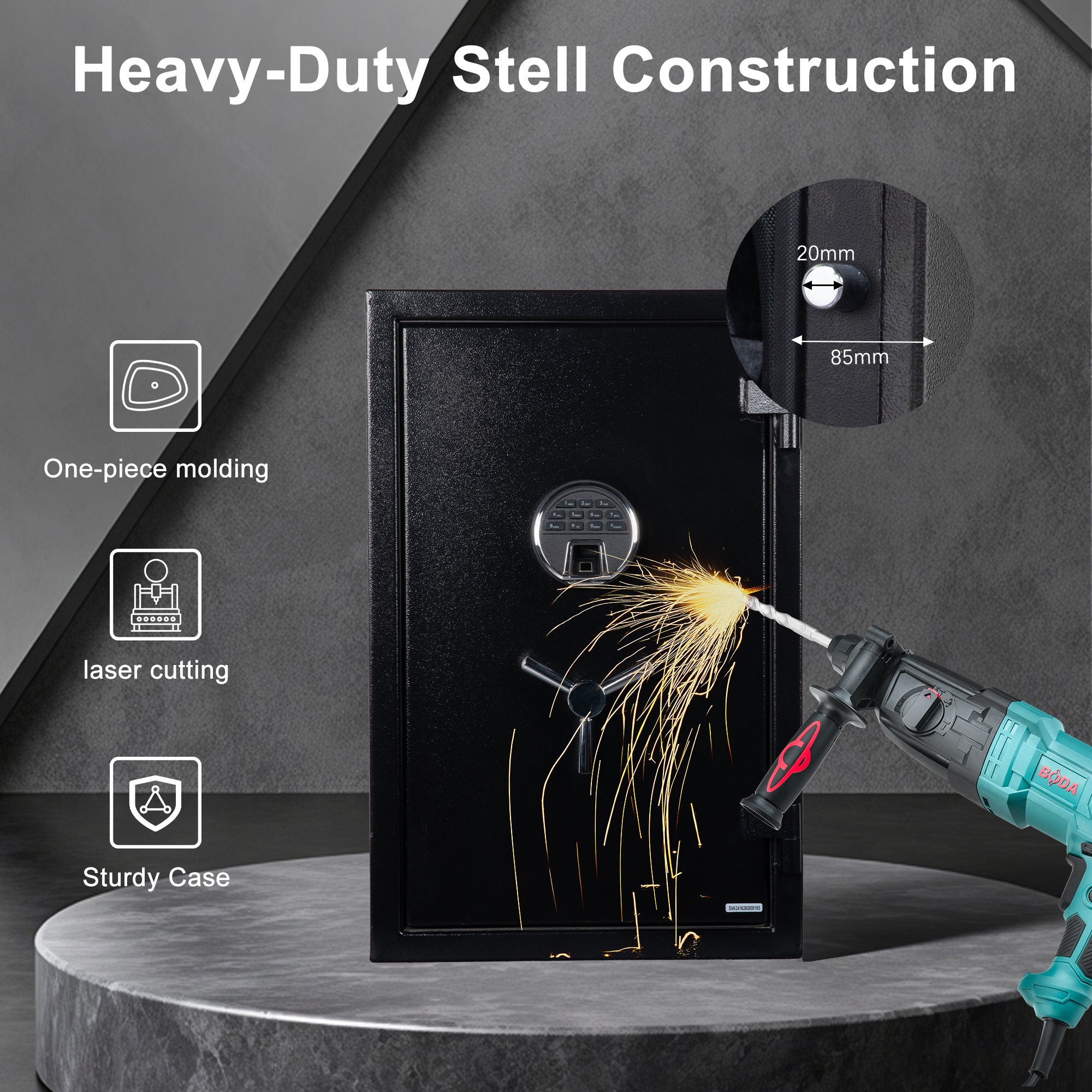 Fireproof Safe with Fingerprint & Programmable Keypad (Black-with Gun Bag)