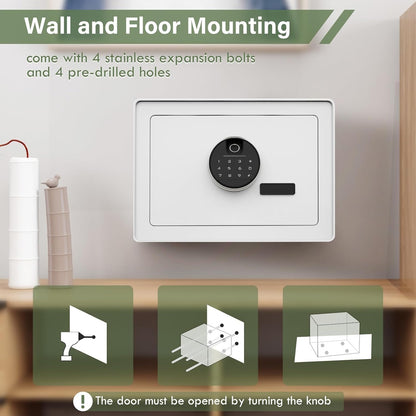1.2 cu ft Fingerprint Safe Box with Keypad & Key, Removable Shelf