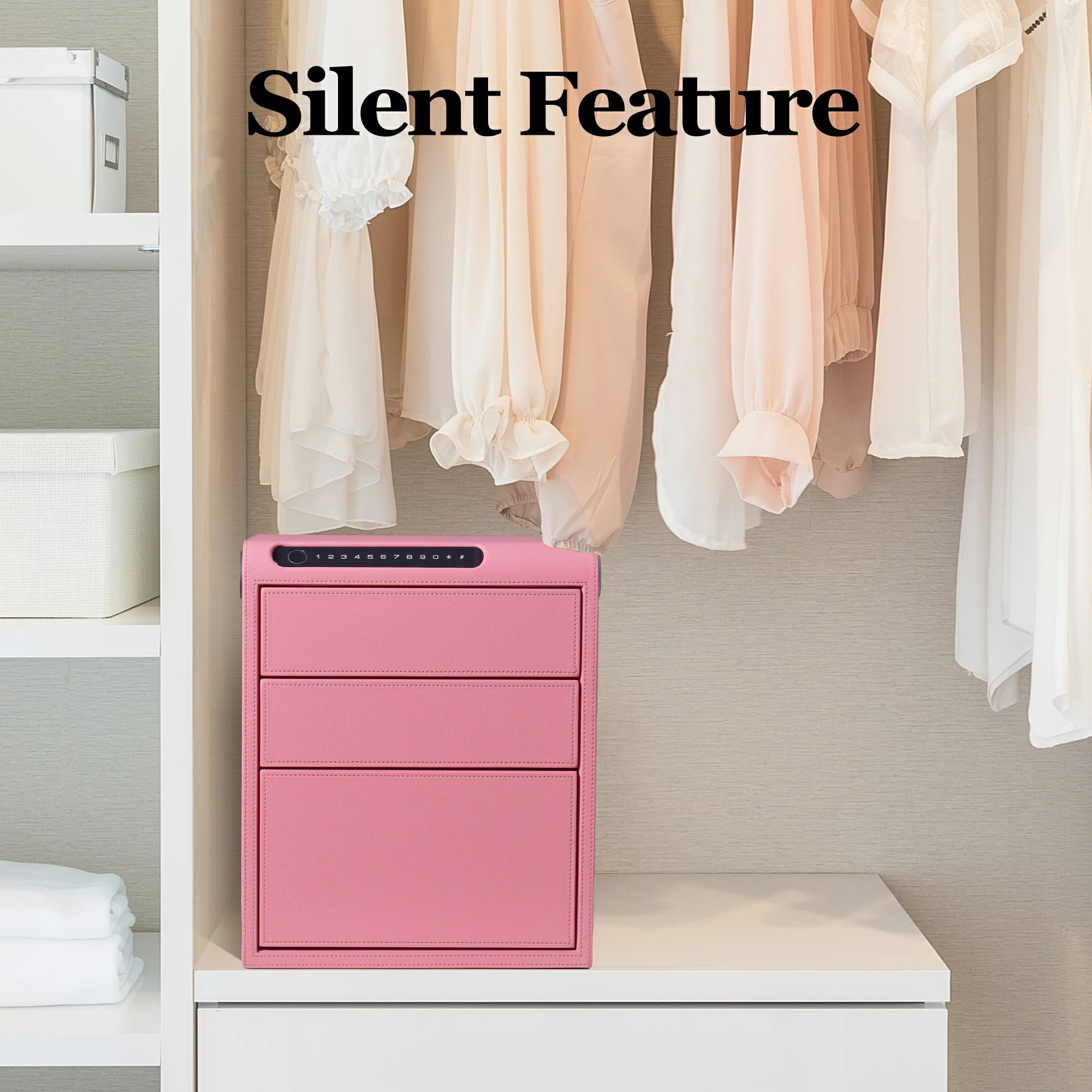 3 Drawers Smart Jewelry Safe Box with Bluetooth, Fingerprint Lock & Auto Open