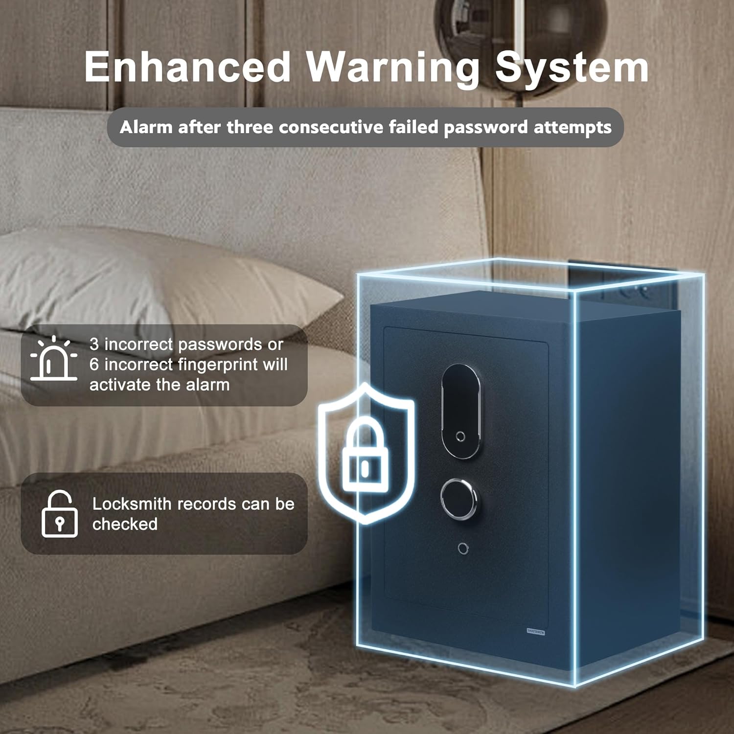 Large Fingerprint Safe Box with Fireproof Bag, Alarm