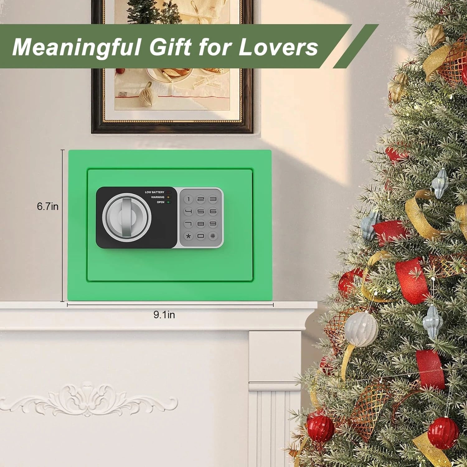 0.24 cu ft Small Electronic Safe Box with Key, Wall or Cabinet Mount