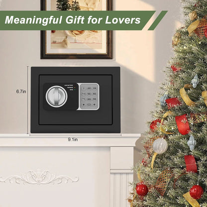 0.24 cu ft Small Electronic Safe Box with Key, Wall or Cabinet Mount