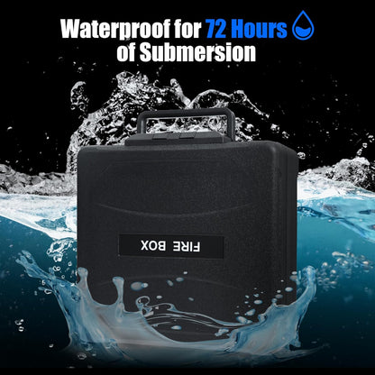 Portable Fireproof Safe Box with Key Lock, LED Light and Strap