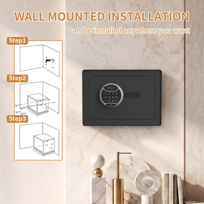 VALINIRT Biometric Home Safe with Fingerprint Keypad, Anti-Pry Design & Alarm, Pink
