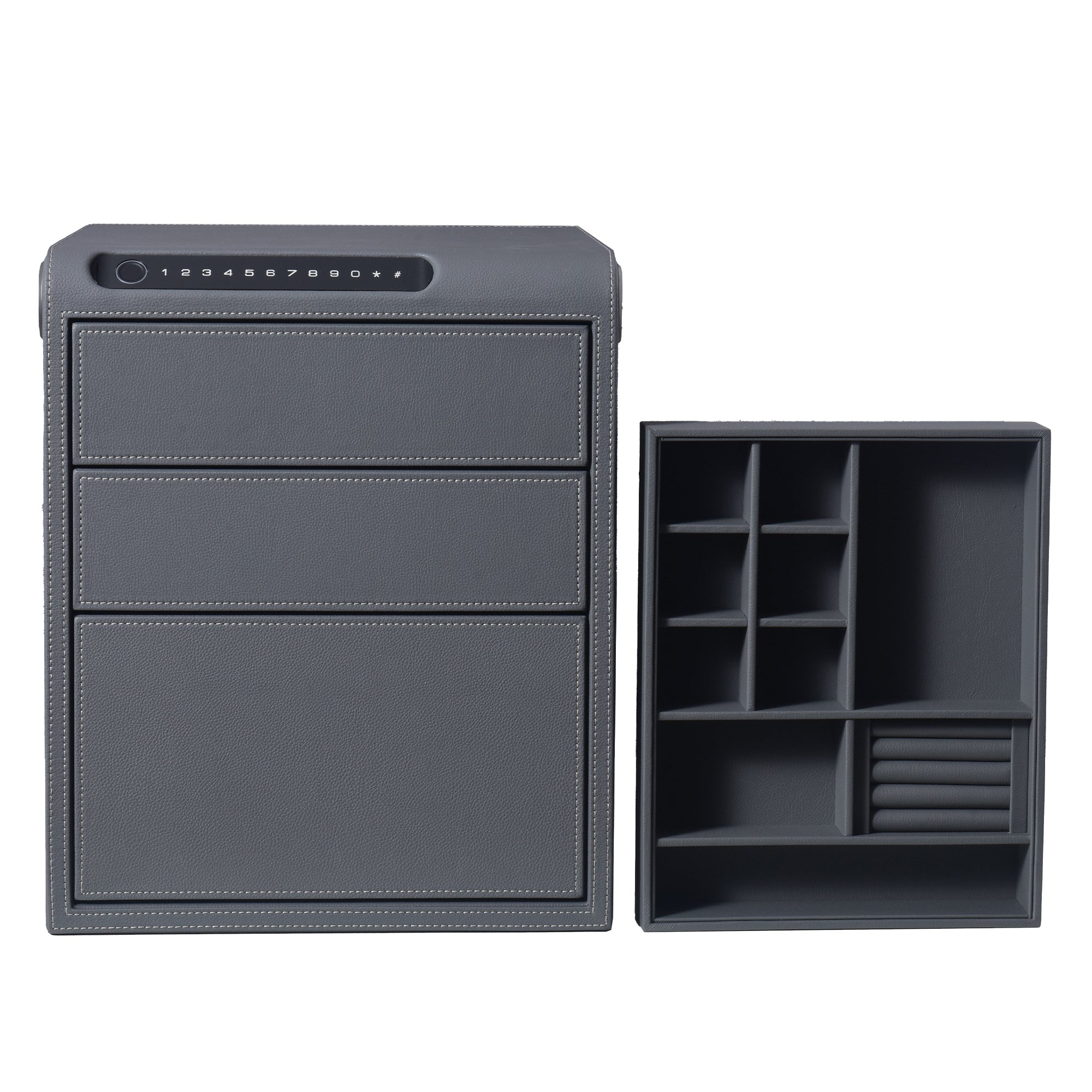 3 Drawers Smart Jewelry Safe Box with Bluetooth, Fingerprint Lock & Auto Open