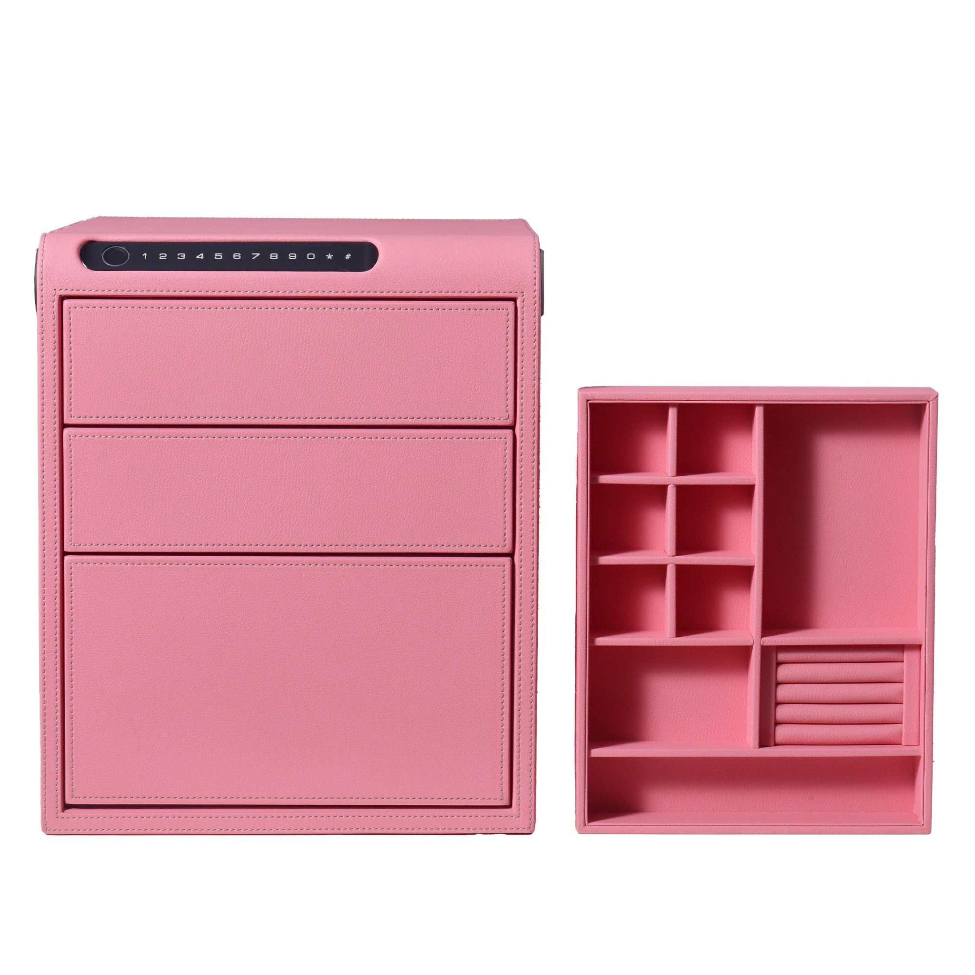 3 Drawers Smart Jewelry Safe Box with Bluetooth, Fingerprint Lock & Auto Open