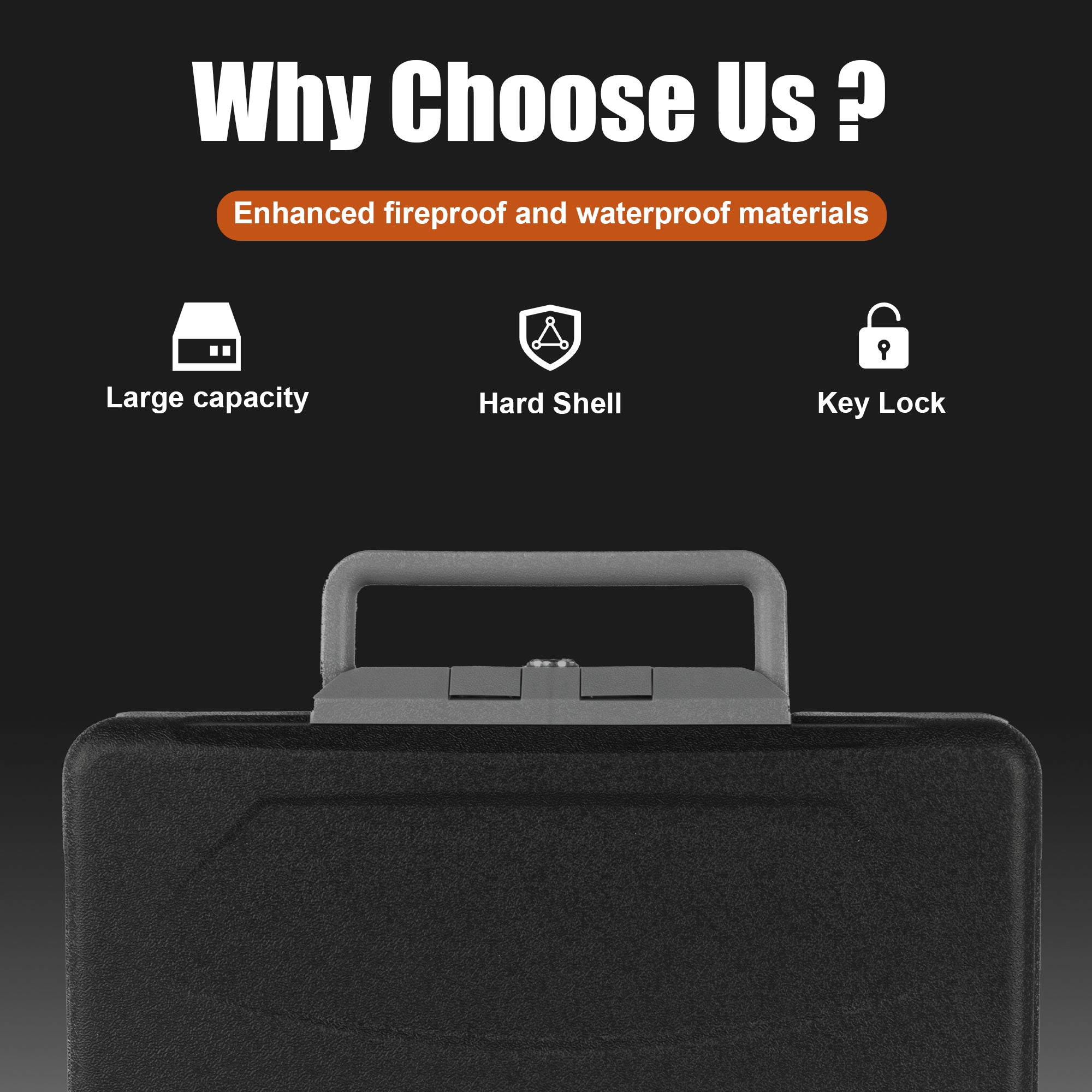 0.94 Cu Ft Fireproof Waterproof Chest Document Safe with Key Lock Strap LED