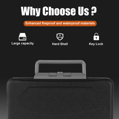 0.94 Cu Ft Fireproof Waterproof Chest Document Safe with Key Lock Strap LED