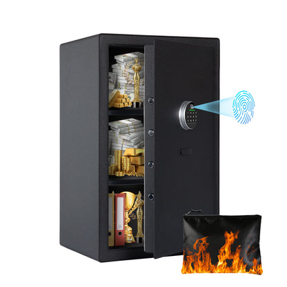4.7 Cu Ft Fingerprint Home Safe with Fireproof Bag, Drawer & Shelves