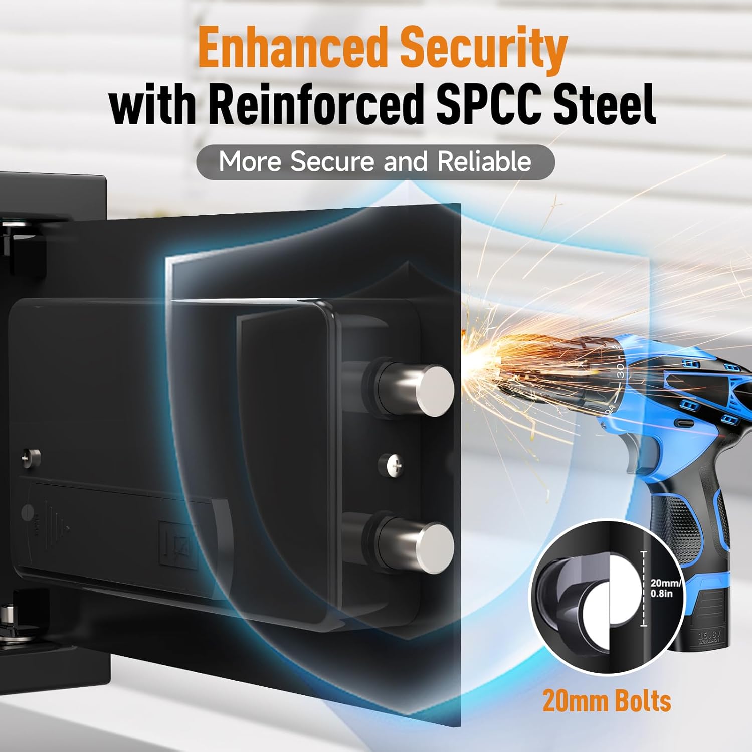 1.6 Cu Ft Fireproof Safe Box with Keypad & Key, Charging Port