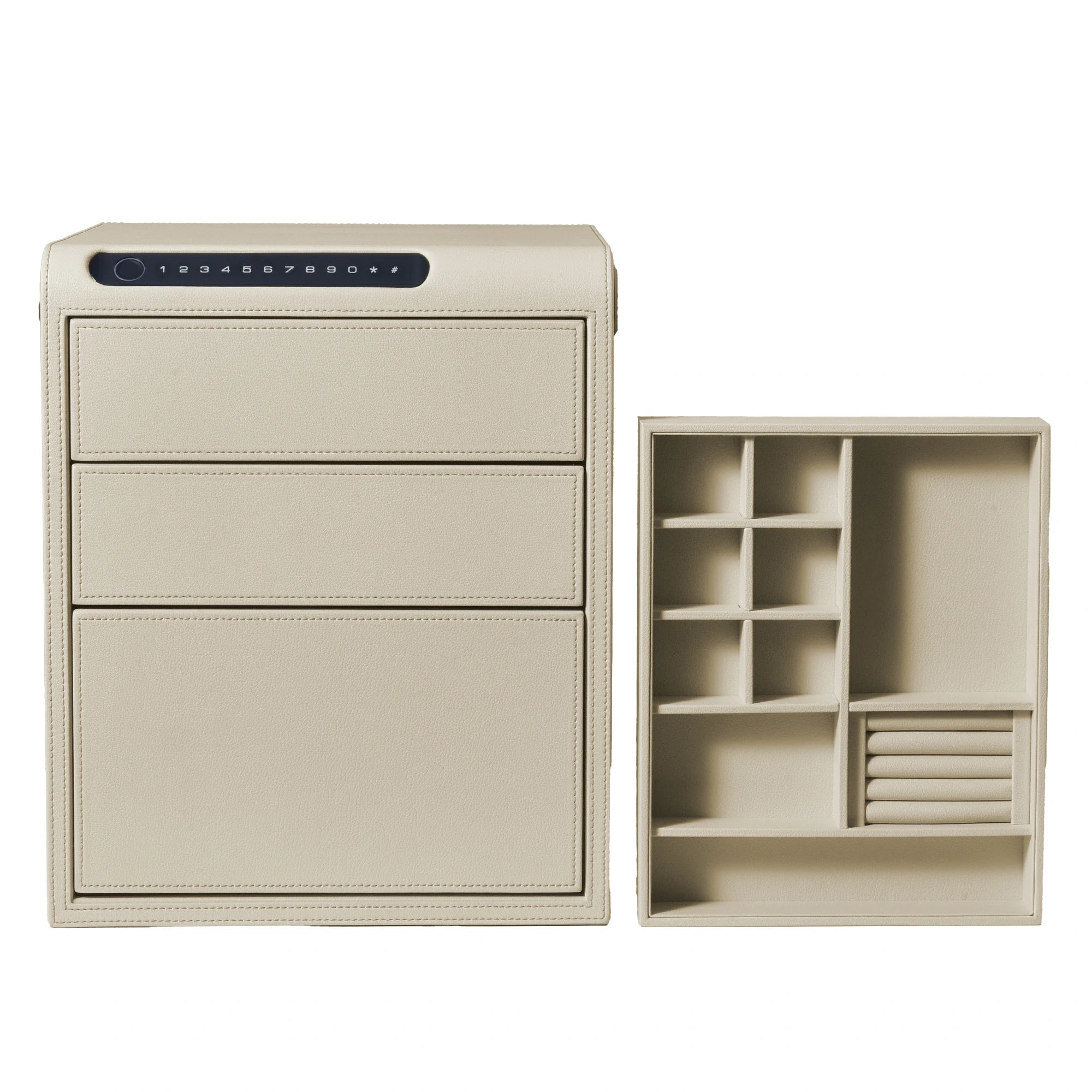 3 Drawers Smart Jewelry Safe Box with Bluetooth, Fingerprint Lock & Auto Open