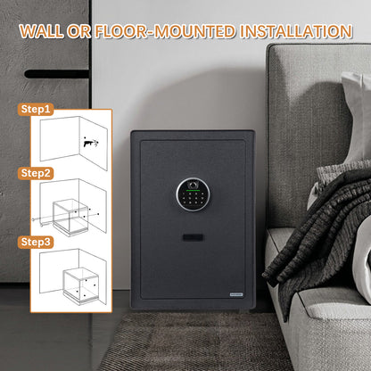 2.0 Cu Ft Fingerprint Home Safe Box with Fireproof Bag, Drawer & Shelf