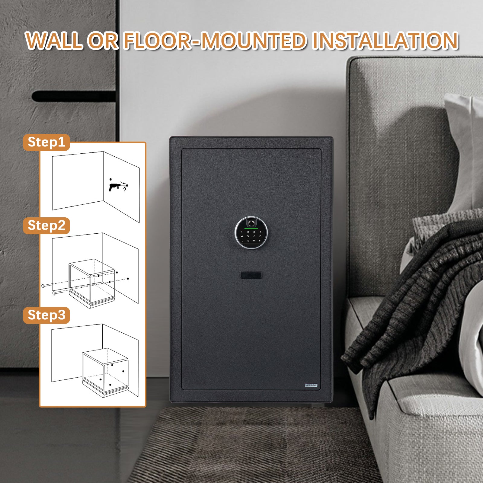 4.7 Cu Ft Fingerprint Home Safe with Fireproof Bag, Drawer & Shelves