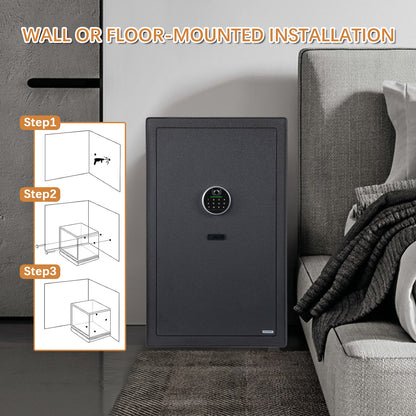 4.7 Cu Ft Fingerprint Home Safe with Fireproof Bag, Drawer & Shelves
