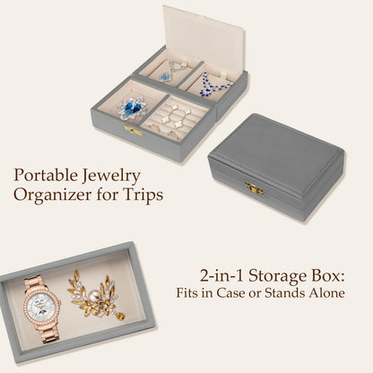 Biometric Fingerprint Safe Leather Wrapped Jewelry Box with Lock & Mirror