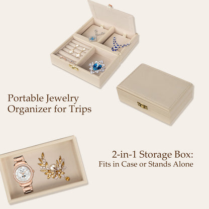 Biometric Fingerprint Safe Leather Wrapped Jewelry Box with Lock & Mirror