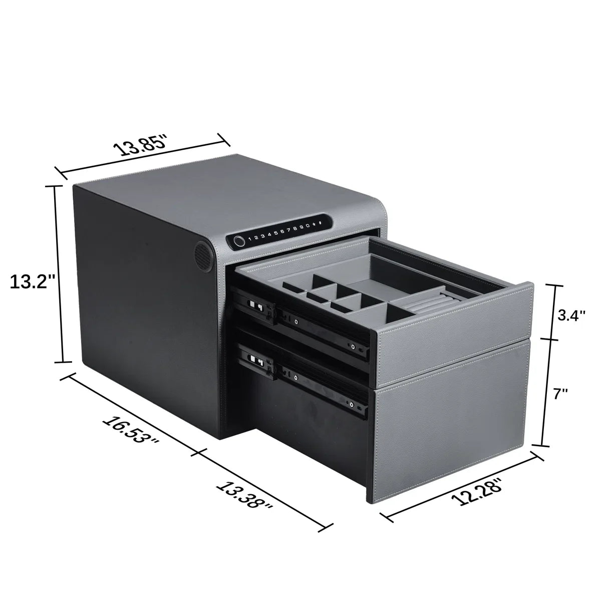 2 Drawers Smart Jewelry Safe Box with Bluetooth, Fingerprint Lock & Auto Open