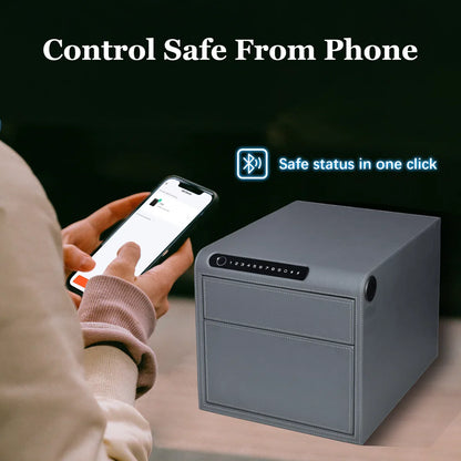 2 Drawers Smart Jewelry Safe Box with Bluetooth, Fingerprint Lock & Auto Open