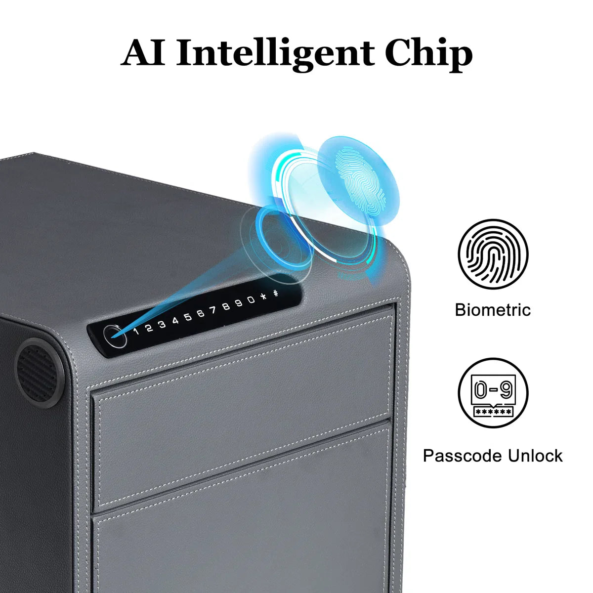 2 Drawers Smart Jewelry Safe Box with Bluetooth, Fingerprint Lock & Auto Open