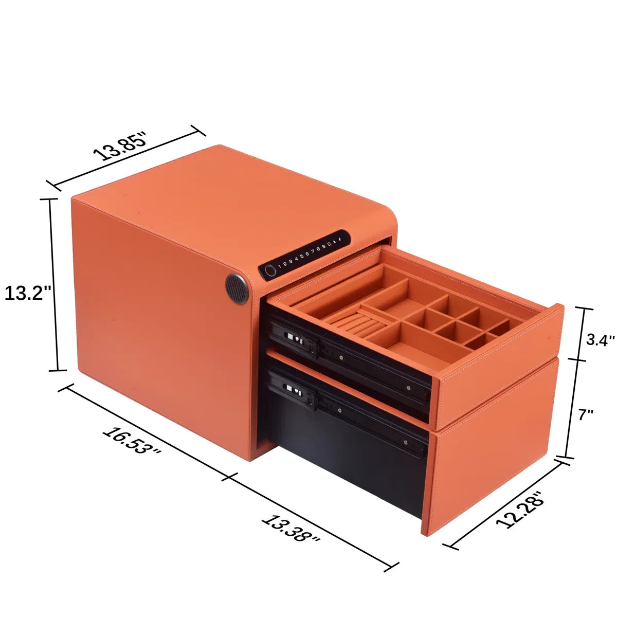 2 Drawers Smart Jewelry Safe Box with Bluetooth, Fingerprint Lock & Auto Open