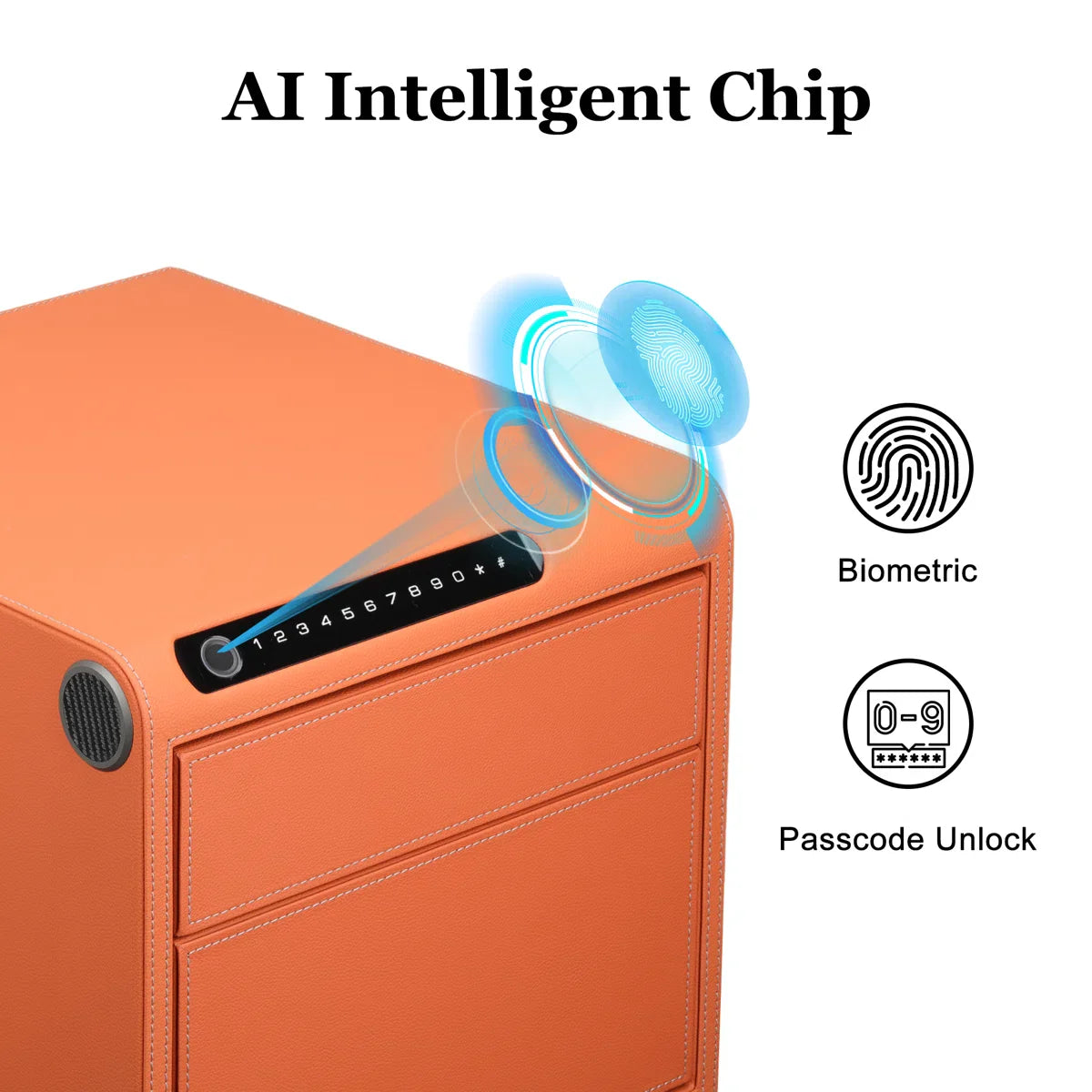 2 Drawers Smart Jewelry Safe Box with Bluetooth, Fingerprint Lock & Auto Open