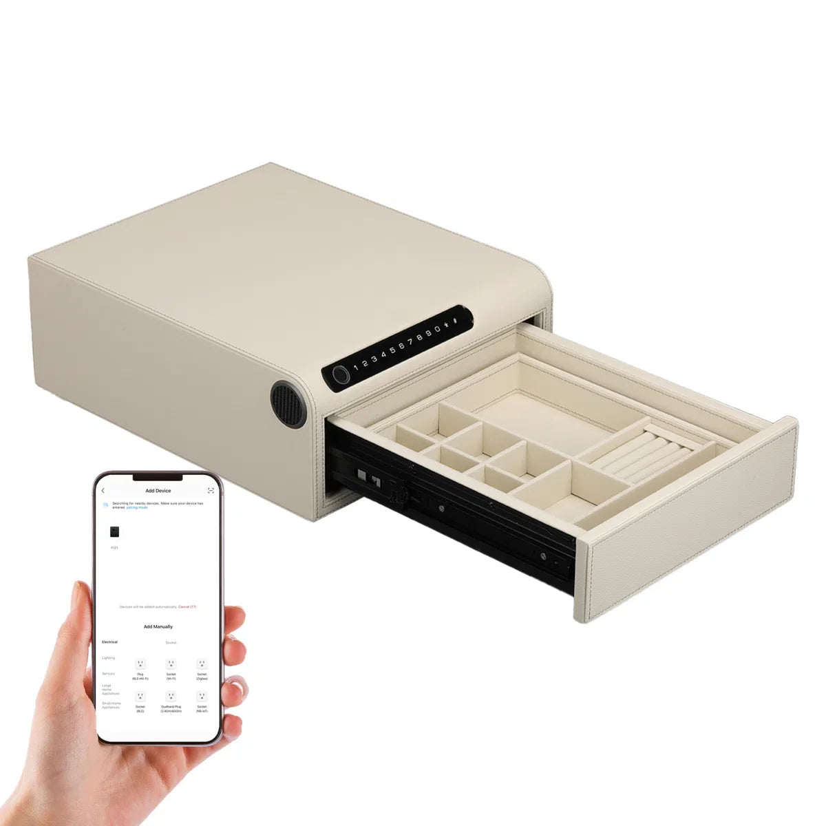 Smart Jewelry Safe Box with Bluetooth, Fingerprint Lock & Auto Open