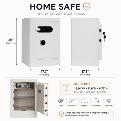 3.38 Cu Biometric Home Safe Box with Fingerprint Lock Dual Alarm and LED Light
