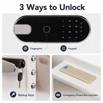 3.38 Cu Biometric Home Safe Box with Fingerprint Lock Dual Alarm and LED Light
