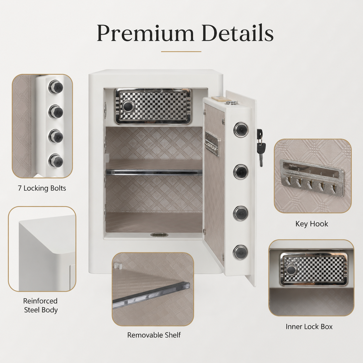 3.38 Cu Biometric Home Safe Box with Fingerprint Lock Dual Alarm and LED Light