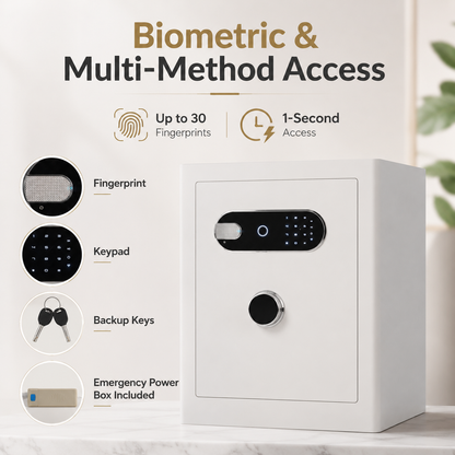 3.38 Cu Biometric Home Safe Box with Fingerprint Lock Dual Alarm and LED Light