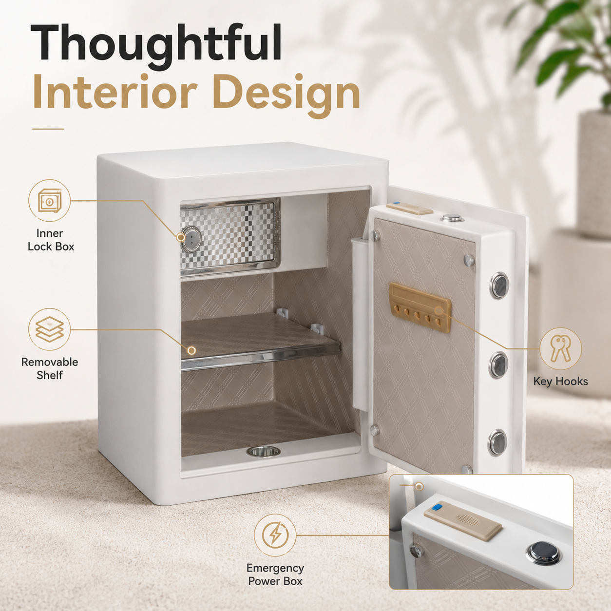 2.0 Cu Ft Vintage Retro Home Safe with Fingerprint Lock and Wheels