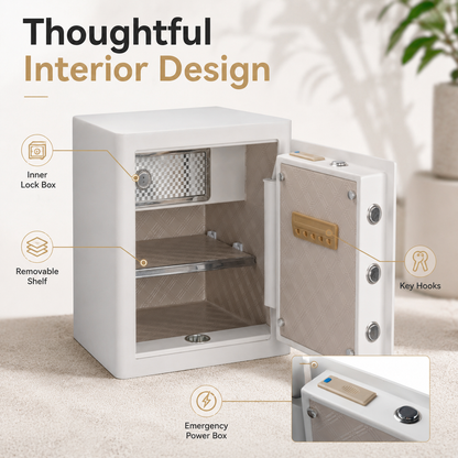 2.0 Cu Ft Vintage Retro Home Safe with Fingerprint Lock and Wheels