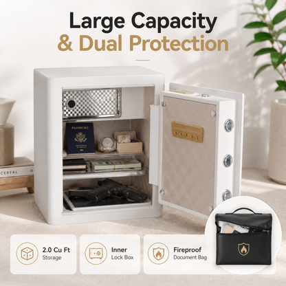 2.0 Cu Ft Vintage Retro Home Safe with Fingerprint Lock and Wheels