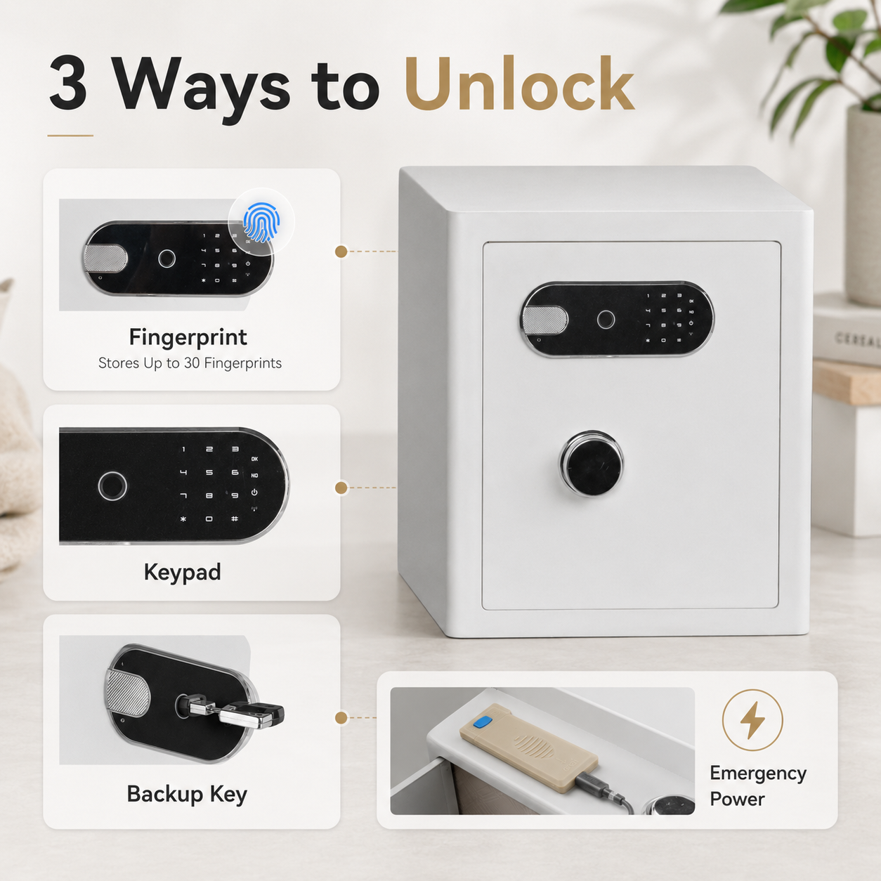 2.0 Cu Ft Vintage Retro Home Safe with Fingerprint Lock and Wheels