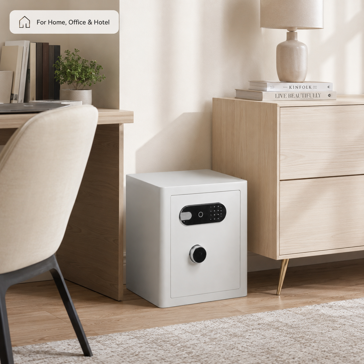 2.0 Cu Ft Vintage Retro Home Safe with Fingerprint Lock and Wheels