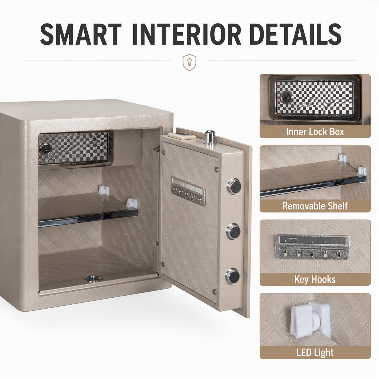 2.0 Cu Ft Vintage Retro Home Safe with Fingerprint Lock and Wheels