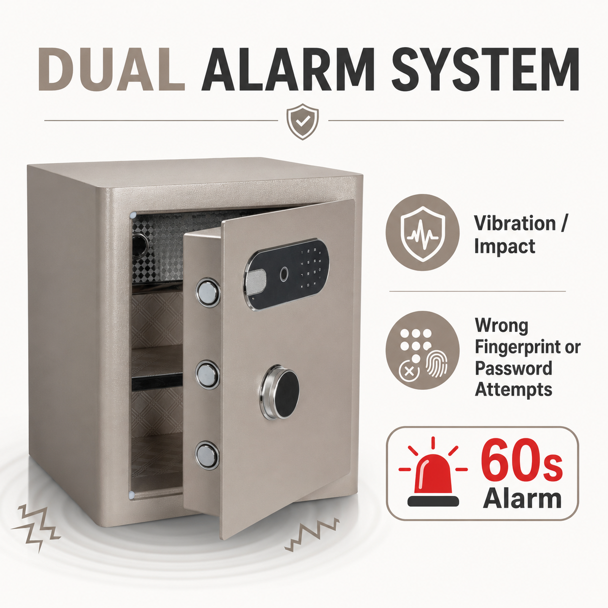 2.0 Cu Ft Vintage Retro Home Safe with Fingerprint Lock and Wheels